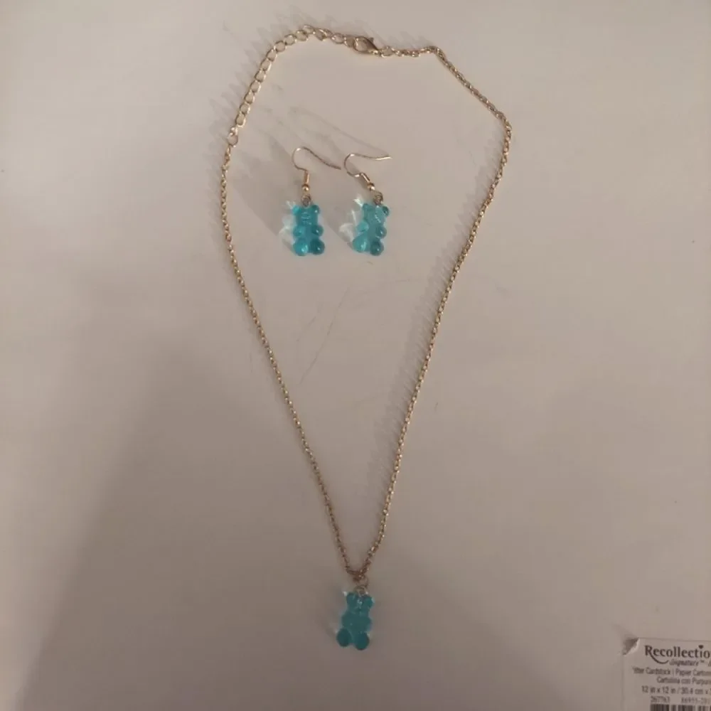 Gummy Bear Pendant Necklace & Drop Earrings - Picture 2 of 4
